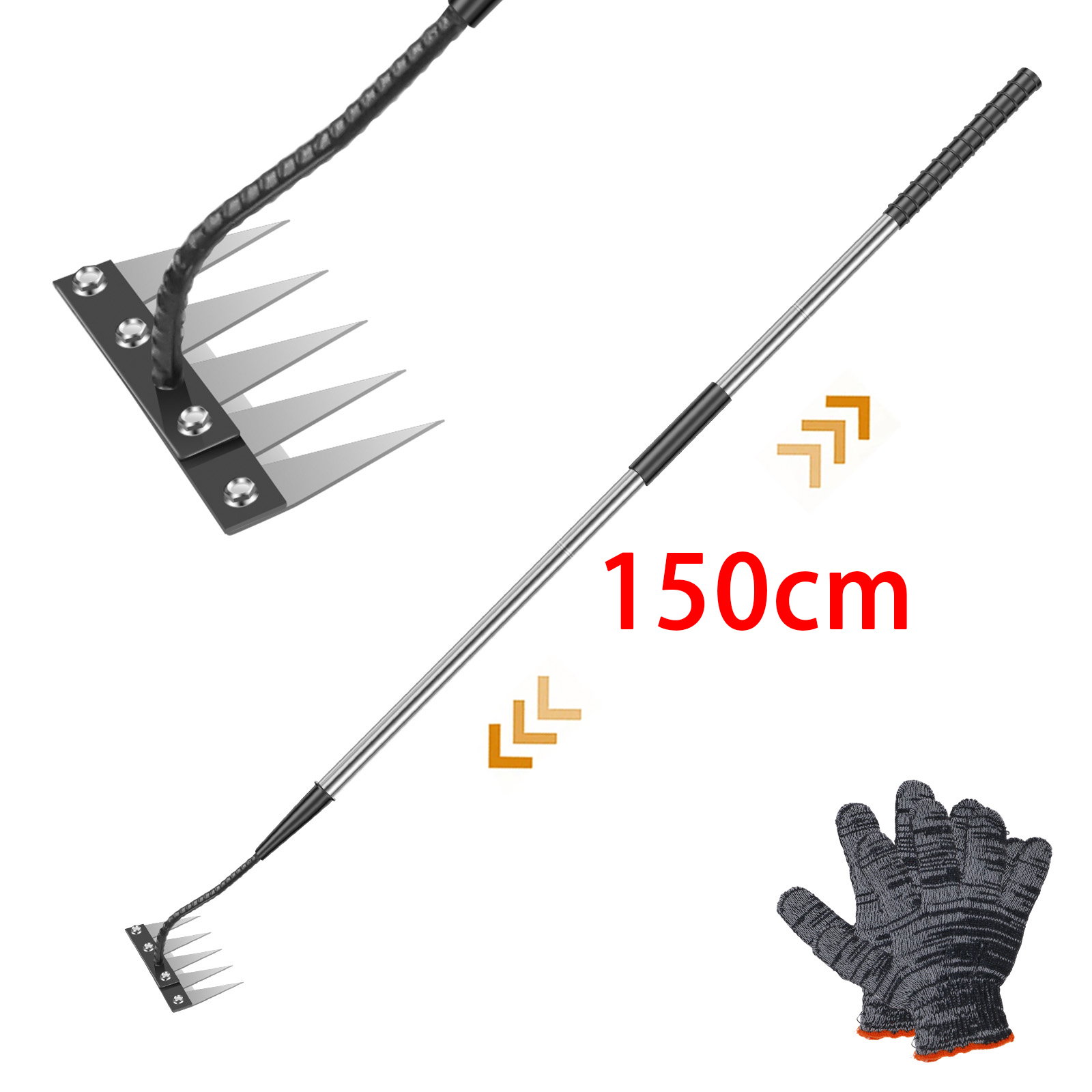 Garden Gloves - 5 Teeth Stainless Steel Weeding Rake