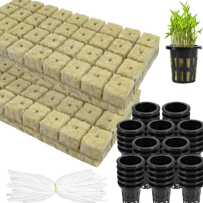 Hydroponic Kit - 72-Pack Hydroponic Rockwool Cubes with Net