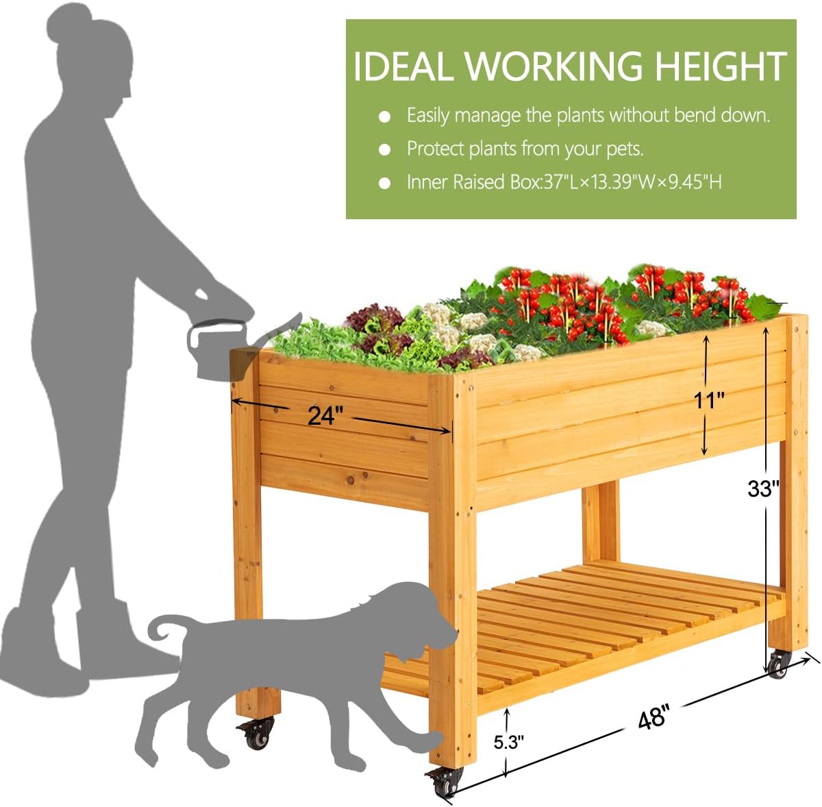 Mobile Wooden Elevated Raised  - огляд і ціна Raised Garden Bed