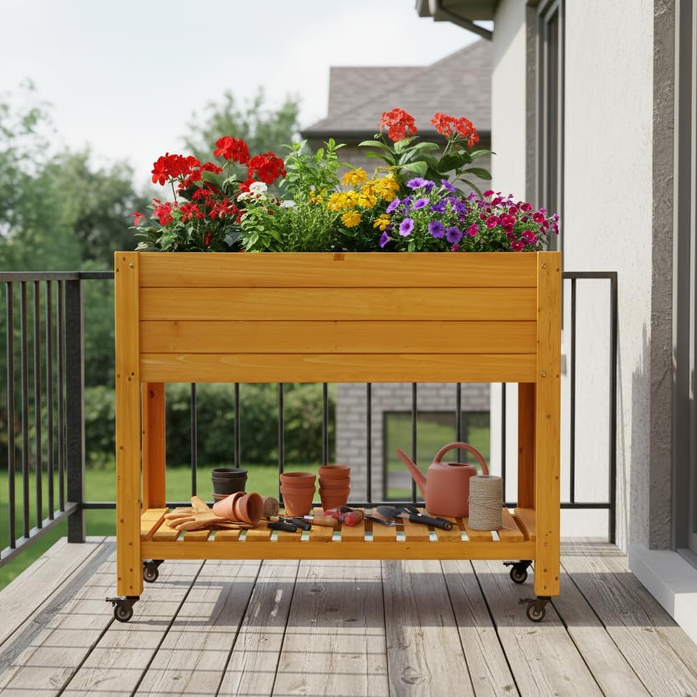 Mobile Wooden Elevated Raised  - огляд і ціна Raised Garden Bed