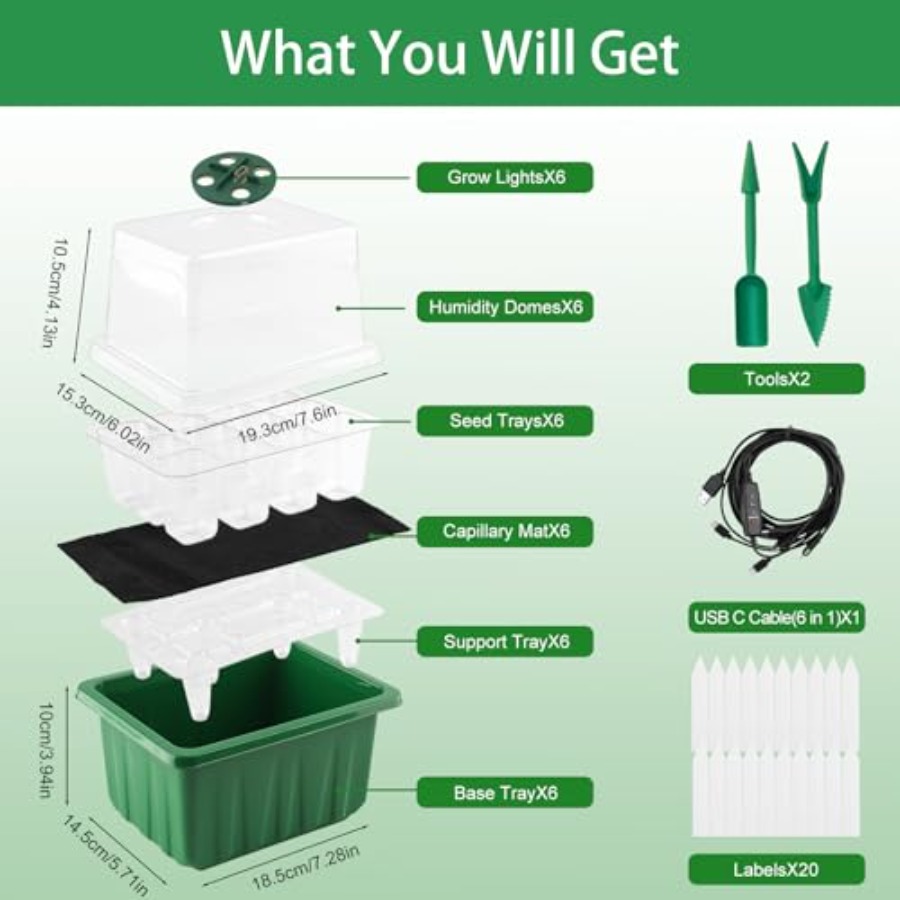 Seed Starter Tray with Light 6 - огляд і ціна Seed Starter Tray