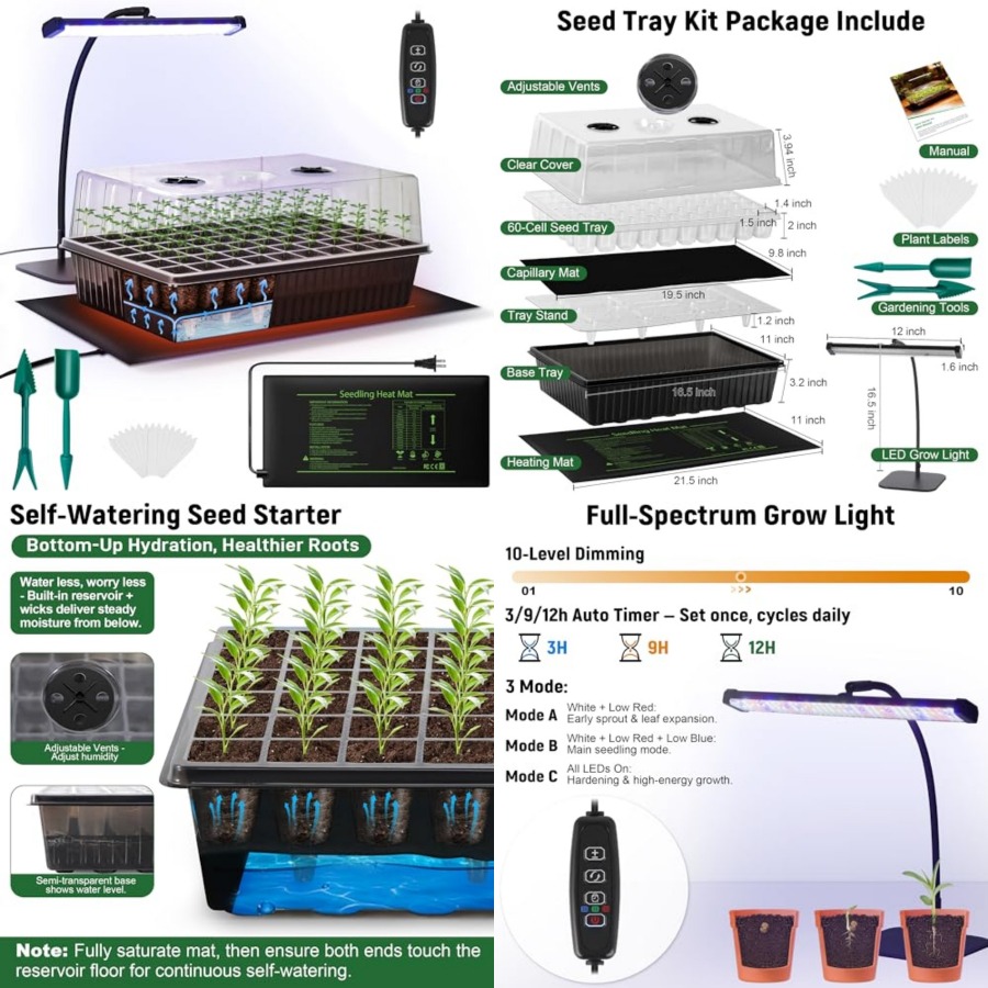 60-Cell Self-Watering Seed Sta - огляд і ціна Seed Starter Tray