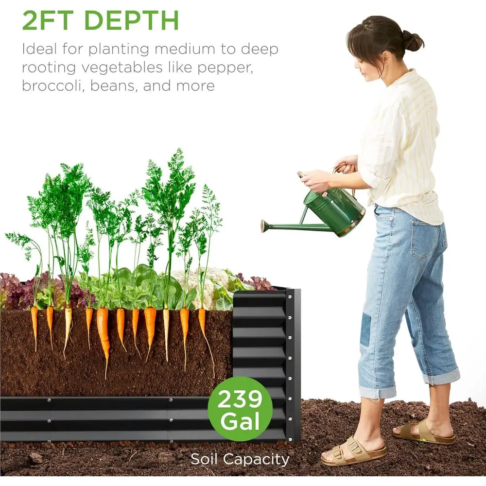 Large 8x2x2ft Outdoor Metal Ra - огляд і ціна Raised Garden Bed
