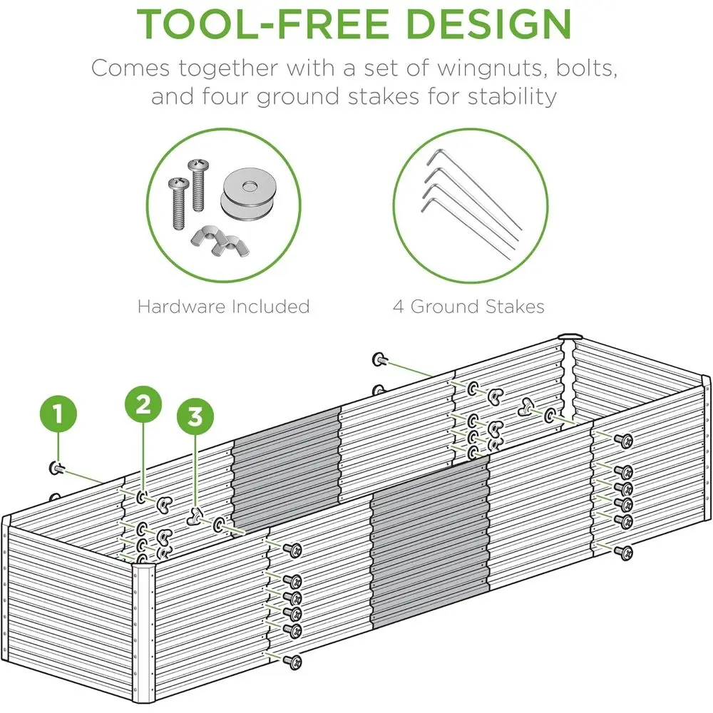 Large 8x2x2ft Outdoor Metal Ra - огляд і ціна Raised Garden Bed