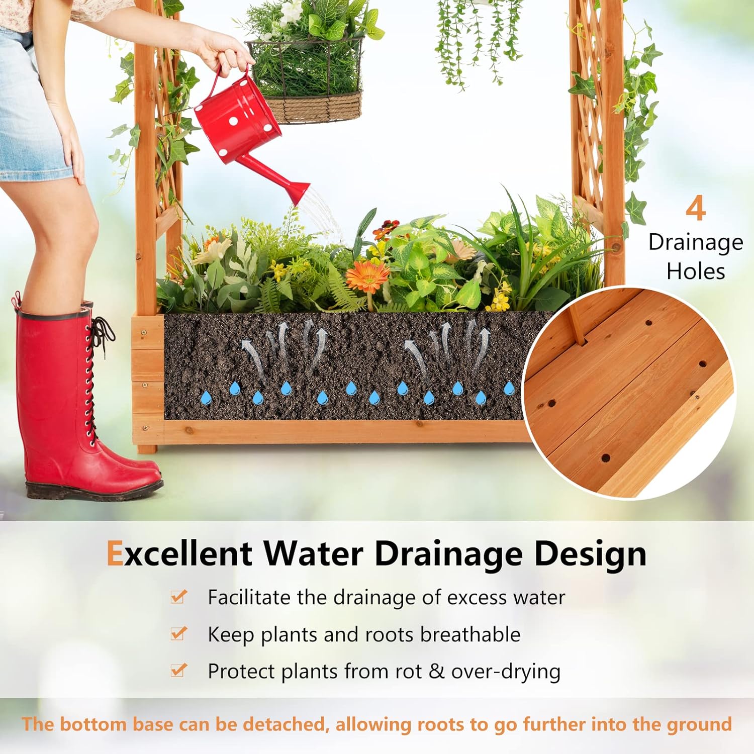 Wood Raised Garden Bed with Ar - огляд і ціна Raised Garden Bed