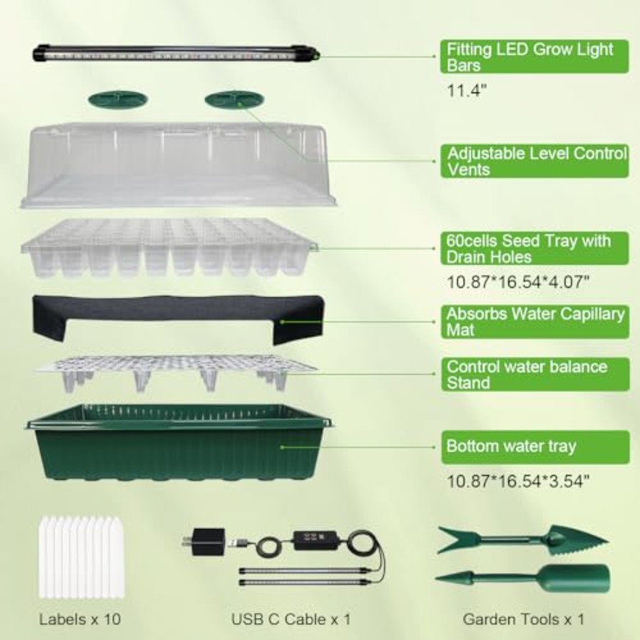 Seed Starter Tray with Grow Li - огляд і ціна Seed Starter Tray