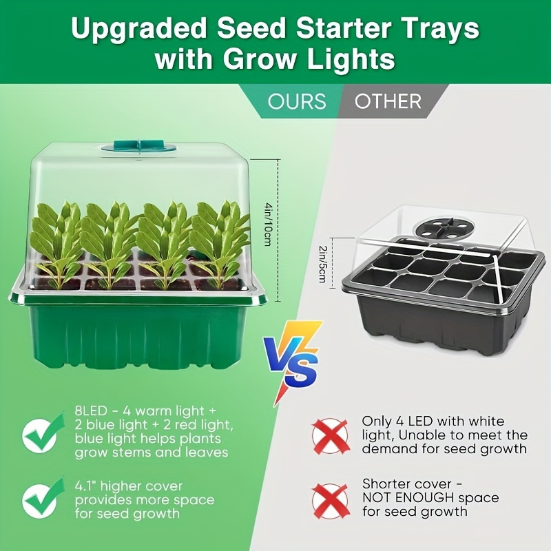LED Grow Light Garden Plant Su - огляд і ціна Seed Starter Tray